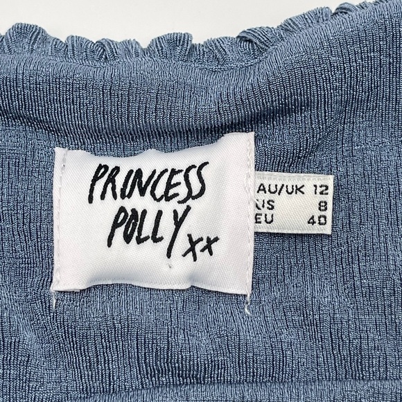 Princess Polly Haleema Long Sleeve Mini Dress Blue Size 8 Square Neck - Picture 5 of 9